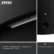 Monitor Gaming curvo MSI MAG 32CQ6F de 32" FHD - Panel Rapid VA 2560 x 1440 1500R, 180 Hz / 0,5 ms, DisplayHDR 400, AMD FreeSync, AI Vision, compatible VESA, inclinable - HDMI 2.0b, DP 1.4a