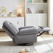 Sillón reclinable giratorio de pana con deslizamiento, reposapiés para sala de estar