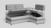 Banco esquinero Rodnik color latte, comedor, banco de asiento gris, moderno, piel sintética con repisa y espacio de almacenamiento