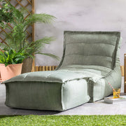 Puf Icon Dolce con reposapiés para adultos, verde salvia, puf para interior y exterior con relleno, bean bag, tejido resistente al agua, sillón cómodo para salón, sala de estar, dormitorio, jardín