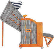 Strandkorb Hanse Ostsee 2,5 plazas Klassik XXL, 160 cm de ancho - Reclinable, ya montado, incluye ruedas para strandkorb, ideal para el hogar, balcón y terraza