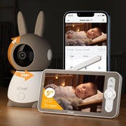 ieGeek Vigilabebés con Cámara 2K/5", Monitor de Bebé con Pantalla de 5" y Control por Smartphone, PTZ 360°, Visiófono con Alertas Inteligentes/Visión Nocturna/Seguimiento Automático