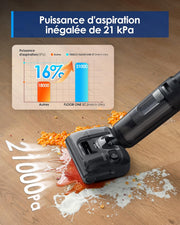 Tineco Floor One S7 Stretch Ultra Aspiradora y Fregadora, Aspiradora Escoba sin Cable, Antienredos, Reclinable a 180°, 50 Minutos de Autonomía, Autolimpieza Flashdry a 85°C, Limpieza de Bordes por Ambos Lados