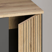 Mueble para TV trendteam smart living Esteban, gris/roble, con 4 puertas, 1 cajón, 1 puerta abatible, 3 compartimentos abiertos (ancho x alto x fondo) 180 x 67 x 47 cm, 2 puertas con diseño estriado, montaje reversible (derecha/izquierda)