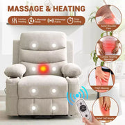 Sillón reclinable elevador eléctrico, reclinables eléctricos para ancianos con calor y masaje, asistencia para levantarse con portavasos, bolsillo lateral, para sala de estar