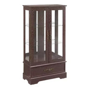 Vitrina de cristal iluminada con estantes ajustables: elegante vitrina de 2 puertas con cajón integrado, incluye bombilla
