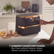 Freidora de aire Ninja Foodi FlexDrawer Dual Zone AF500EUCP 10,4 L con separador extraíble, 7 en 1, negro y cobre