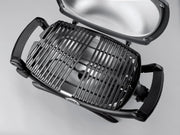 Barbacoa eléctrica Weber Q1400, superficie de cocción de 43 x 32 cm, barbacoa portátil, rejilla de cocción de hierro fundido vitrificado dividida en 2, tapa y cuerpo de aluminio fundido - Gris oscuro (52020079)