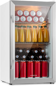 Mininevera Klarstein con puerta de cristal para habitaciones, refrigerador de bebidas con estantes ajustables, pequeño de 80 litros, frigorífico silencioso para interiores/exteriores