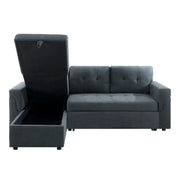 Sofá seccional reversible convertible con cama extraíble, chaise longue con almacenamiento oculto y patas duraderas