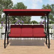 Columpio de porche para exteriores Coolmee de 3 plazas, silla columpio para patio 2 en 1 con cojines extraíbles gruesos y estructura de acero resistente a la intemperie para patio trasero y jardín