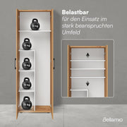 Armario escobero Bellamio Apol - Armario multiusos con aspecto de roble - Armario despensa con compartimento para aspiradora - Armario de limpieza de madera - Mueble de pasillo con almacenaje - Armario para el hogar - Armario multiusos 176x33x60 cm