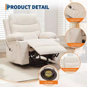 Sillón reclinable elevador eléctrico, reclinables eléctricos para ancianos con calor y masaje, asistencia para levantarse con portavasos, bolsillo lateral, para sala de estar