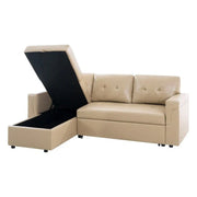Sofá seccional reversible convertible con cama extraíble, chaise longue con almacenamiento oculto y patas duraderas