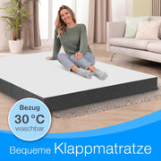 ELONEO Colchón plegable viscoelástico Premium 140x200 cm, extra alto 15 cm, colchón de invitados plegable, colchón plegable, colchón plegable, cubo para hernias discales, colchón de viaje, cama de invitados plegable, cama plegable lavable