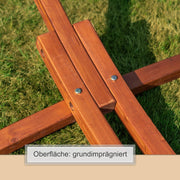 Soporte para hamaca de exterior Ampel 24 de 310 cm, madera de eucalipto resistente a la intemperie, soporte modelo Mauritius marrón sin hamaca