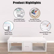 Pedestales para lavadora y secadora GDLF, soporte universal para lavadora y secadora con estante extraíble, blanco