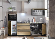Stella Trading Jazz 6 Cocina moderna sin electrodomésticos, Antracita, Aspecto roble Artisan - Cocina integrada espaciosa con mucho espacio de almacenamiento - 260 x 200 x 60 cm An/Al/Pr