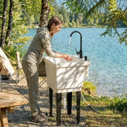 Fregadero portátil para lavandería, lavabo independiente con grifo, dispensador de jabón y mangueras