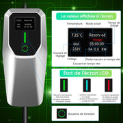 AWESAFE Cargador de Coche Eléctrico 7kW, 32A Tipo 2 - Enchufe CEE P17 Portátil EV Cargador Estación de Carga Móvil/Wallbox Ajustable 6-32A | 7,4kW | 8 Metros