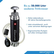 Filtro de agua para exteriores Pocket 2010000 con filtro cerámico de hasta 50 000 l, 1 l/min, filtro de bomba compacto con prefiltro