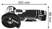 Miniamoladora angular a batería Bosch Professional 12V System GWS 12V-76 (incluye 2 baterías de 3,0 Ah, cargador rápido GAL 1230 CV, 1 disco Carbide Multi Wheel, 2 discos de corte Expert for Inox, L-BOXX2)