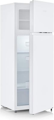 SEVERIN Refrigerador Congelador de 2 puertas, Independiente, Longitud 55 cm, 206 litros, Clase E, Veggibox incluida, Blanco, DT 8760