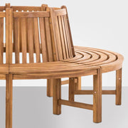 Banco circular para árbol CLP Baumbank Novum I Banco redondo con 8 plazas I Banco de madera natural con respaldo de madera de teca maciza, color: teca, tamaño: 200 cm