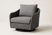 Sillón giratorio de ratán sintético gris