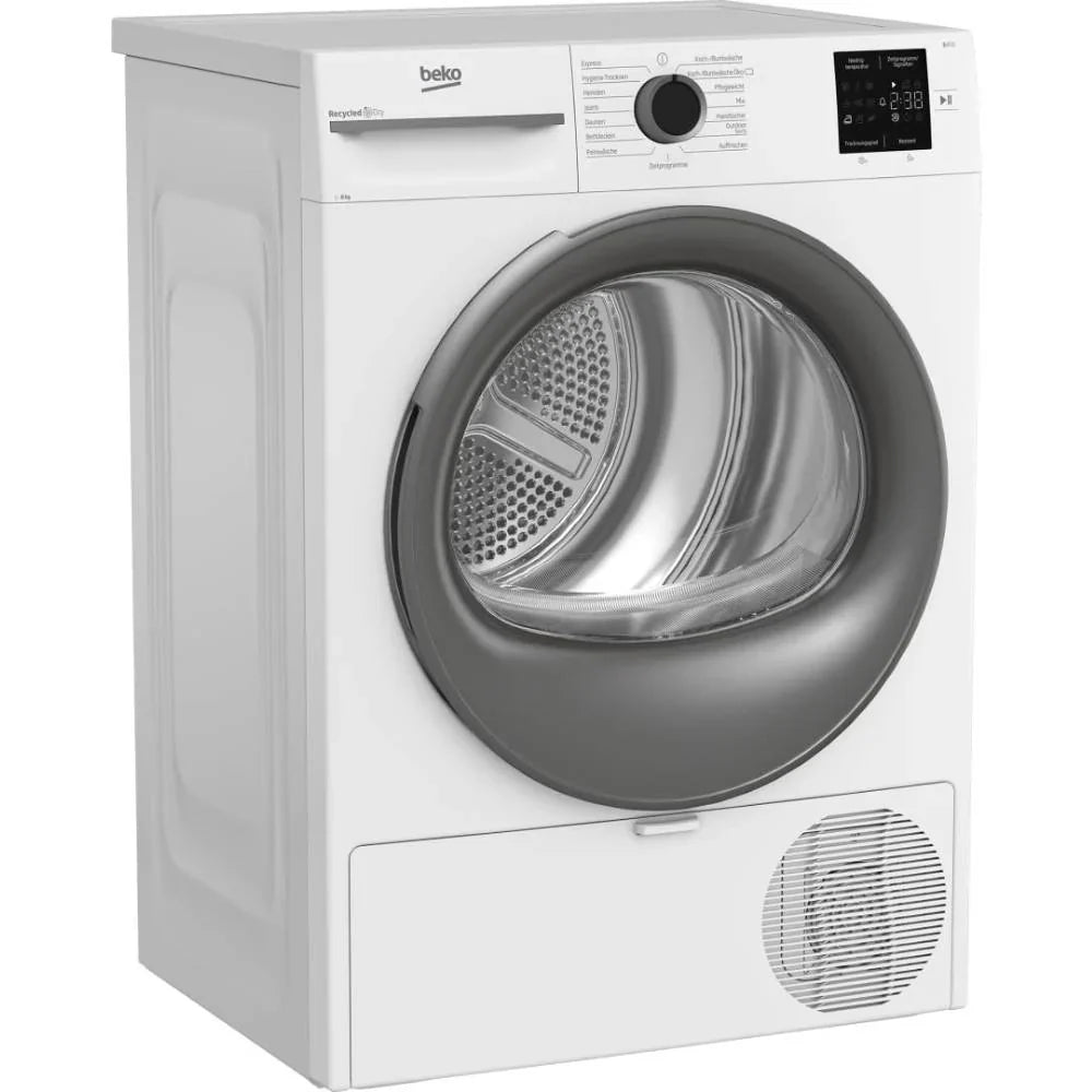 Secadora con bomba de calor BM3T38210W1 de 8 kg de carga frontal con 15 programas, secado higiénico, refresco higiénico, color blanco