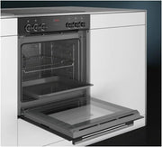 Siemens EQ211KAAB Set de horno empotrable iQ300, combinación de horno y placa integrable de 60 cm de ancho, precalentamiento rápido, esmalte brillante color granito, aire caliente 3D, zona para asados, negro