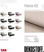 Cama boxspring BROMARKT con colchón Bonell y arcón, cama de matrimonio con topper 180x200cm, grado de firmeza H3, cama para dormitorio con cabecero tapizado, Detroit beige