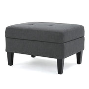 Otomana de almacenamiento de tela capitoné — Azul oscuro / Gris oscuro / Gris claro / Rojo intenso / Canela oscuro / Verde azulado, 1 plaza