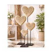 Corazón de madera maciza en soporte de metal, 3 tamaños, decoración de madera, regalo de corazón