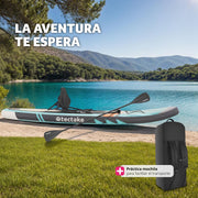 tectake® Tabla de Stand Up Paddle Hinchable, incluye remo 2 en 1, asiento de kayak, bomba de aire, mochila de transporte, Stand Up Paddle, accesorios para paddle surf, tabla hinchable