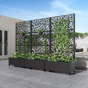 Jardinera MAYEERTY con enrejado de hierro, red negra, estilo 01, 72x47x16 pulgadas, juego de 3 piezas