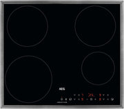 Placa de inducción AEG independiente 60 cm / 4 zonas con 2x función Power para cocción rápida / 9 niveles / marco de acero inoxidable / temporizador / control táctil / bloqueo para niños / indicador de calor residual / IKB6430AMB