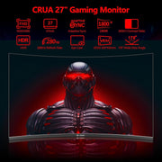 Monitor gaming curvo CRUA de 27 pulgadas, 280 Hz, monitor para PC FHD 1080P 1800R, 1 ms GTG con FreeSync, baja desenfoque de movimiento, protección ocular, VESA, DisplayPort, HDMI, negro