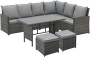 Conjunto de salón para jardín SVITA Monroe, muebles de salón de ratán sintético, grupo de asientos, gris