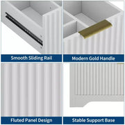 Conjunto de tocador de baño moderno estriado con lavabo de cerámica integrado, mueble de baño independiente con 3 cajones para baño contemporáneo