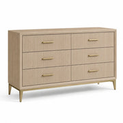 Cómoda de madera de roble con tiradores de metal beige