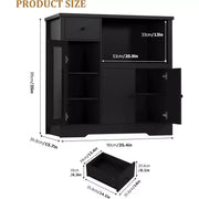 GustoWave Alacena de cocina para microondas con almacenamiento, 3 puertas, 1 cajón y estantes ajustables, gabinete de despensa