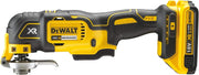 Multiherramienta oscilante DeWalt sin escobillas - XR 18V - DCS355D2-QW - Multiherramienta inalámbrica en maletín con 2 baterías, cargador y 32 accesorios - Herramienta ideal para corte y lijado - 20000 orb/min Plateado