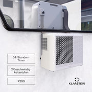 Aire acondicionado portátil Klarstein Chillavan – 5.000 BTU, para habitaciones de hasta 20 m², 3 en 1: aire acondicionado, deshumidificador y ventilador, clase de eficiencia energética A, control por aplicación, ideal para autocaravanas
