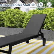 COSTWAY Juego de 2 tumbonas con ruedas, silla de jardín con respaldo ajustable y tela de secado rápido, tumbona con ruedas con capacidad de carga de hasta 150 kg, silla para jardín, balcón, terraza (gris)