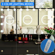 Tocador de maquillaje LED de lujo con 9 cajones, elegante estación de maquillaje