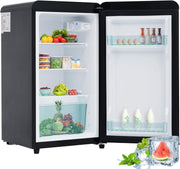 Refrigerador con congelador Merax, combinación frigorífico-congelador, frigorífico pequeño con 51L y congelador de 21L, silencioso, LED, estantes de vidrio, cajón para verduras, estantes en la puerta, para cocina, sala de estar, oficina, negro