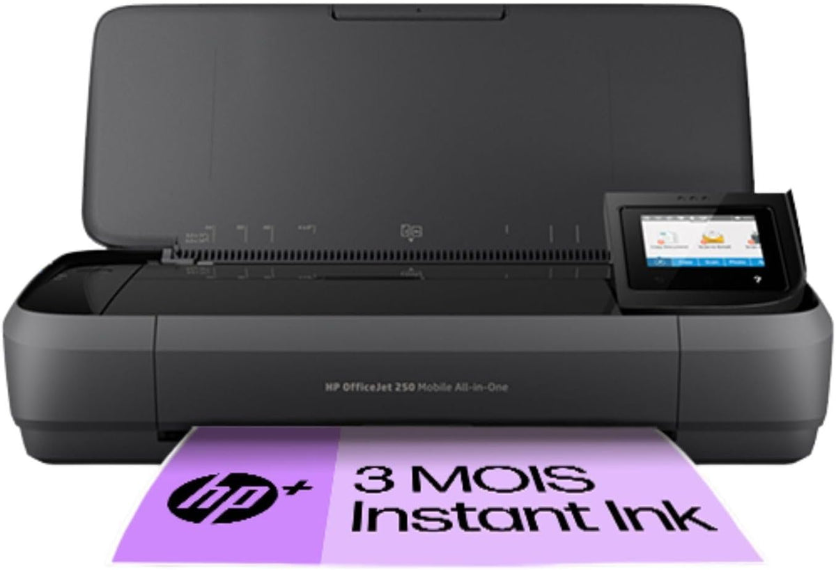 Impresora portátil todo en uno OfficeJet 250, funciones de impresión, copia y escaneo hasta 600 ppp, Wi-Fi y USB, negra