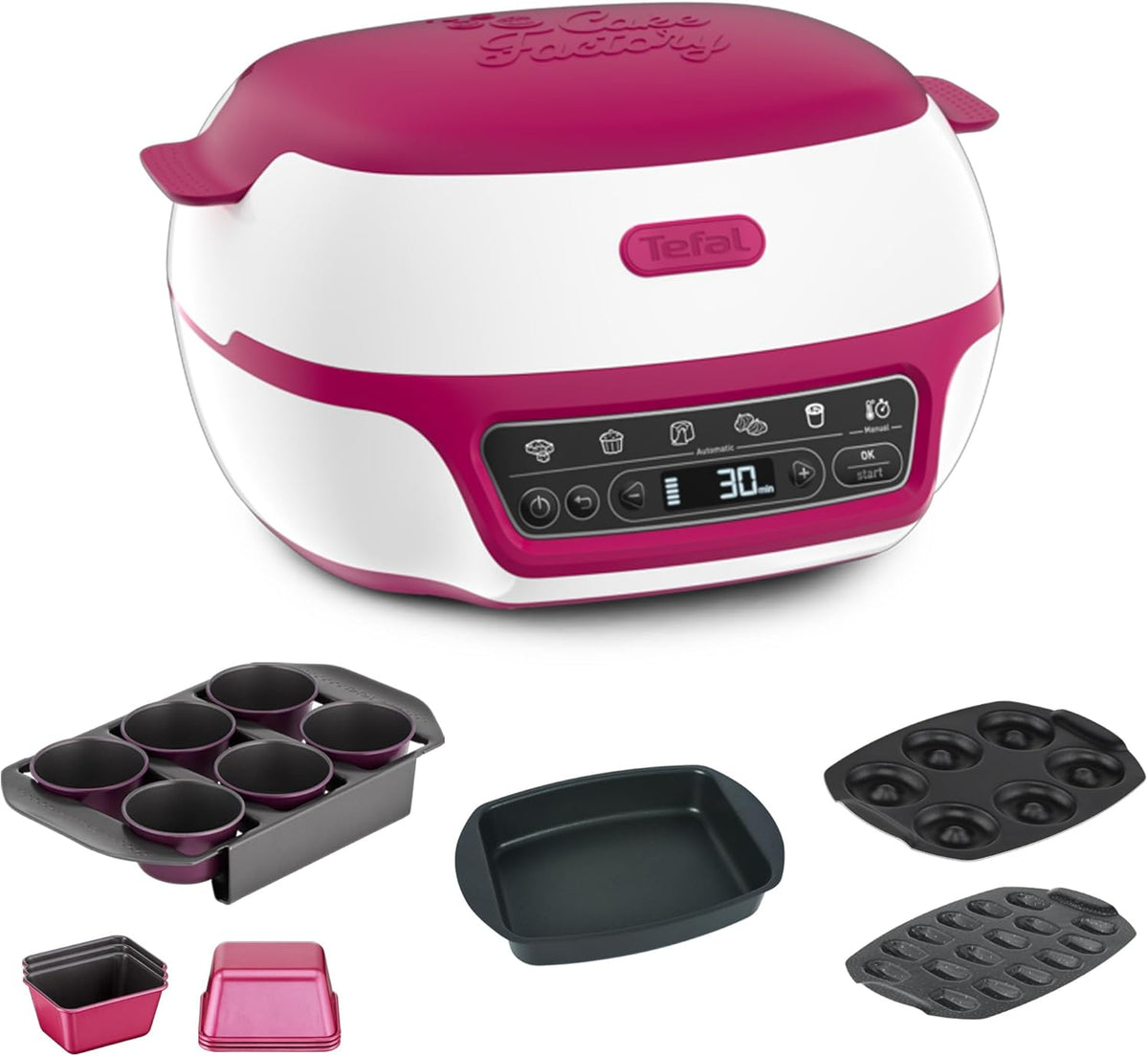 Cake Factory Délices, máquina para pasteles, 5 programas, modo manual, moldes para muffins, pasteles, magdalenas, donas