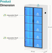 Vitrina Lvifur blanca, aparador de 35 × 70 × 165 cm, armario despensero inteligente con 3 colores RGB regulables, aparador de buffet con sensor inteligente, color blanco